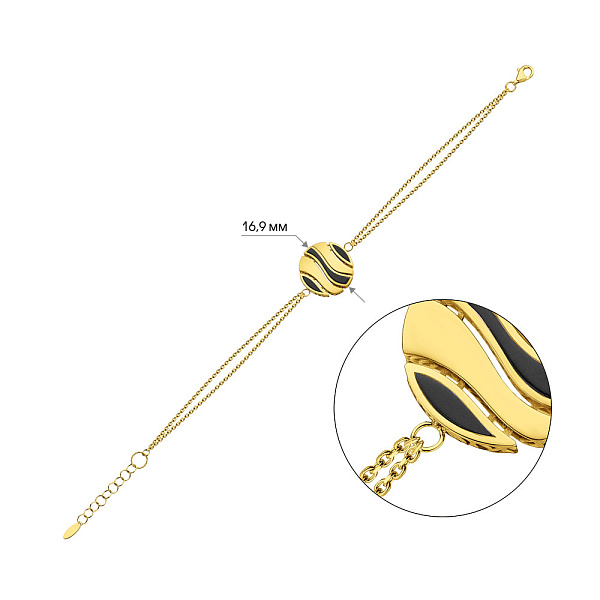 Браслет Francelli з жовтого золота з оніксом (арт. 326822жо) – зображення 4