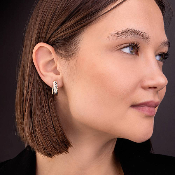 Золоті сережки з родіюванням (арт. 1091282р) – зображення 3