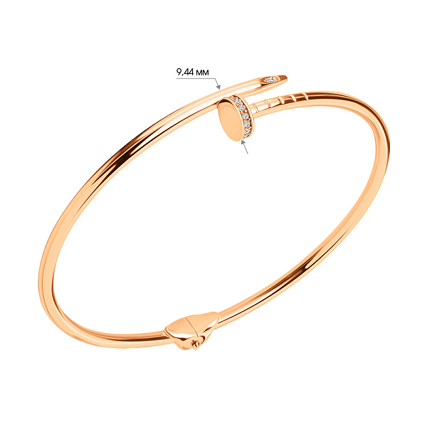 Золотой браслет «Гвоздь» с фианитами (арт. 324145) – изображение 2