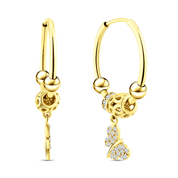 Сережки з жовтого золота з фіанітами (арт. 108937/20ж) – зображення 1