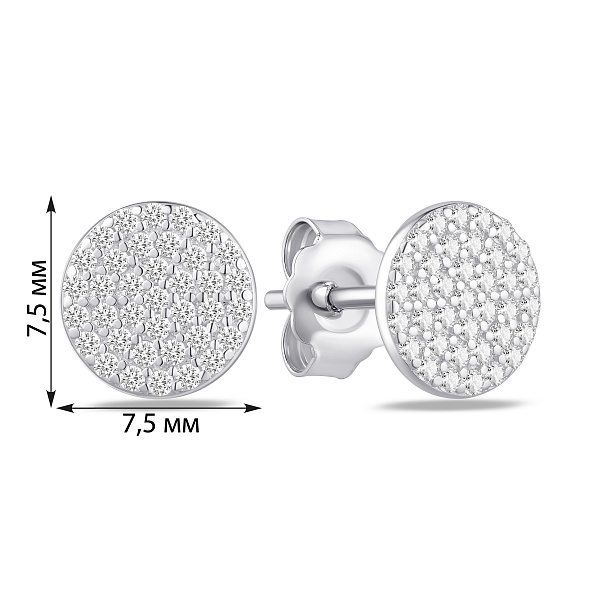 Серебряные пусеты с фианитами (арт. 7518/6286/8) – изображение 2