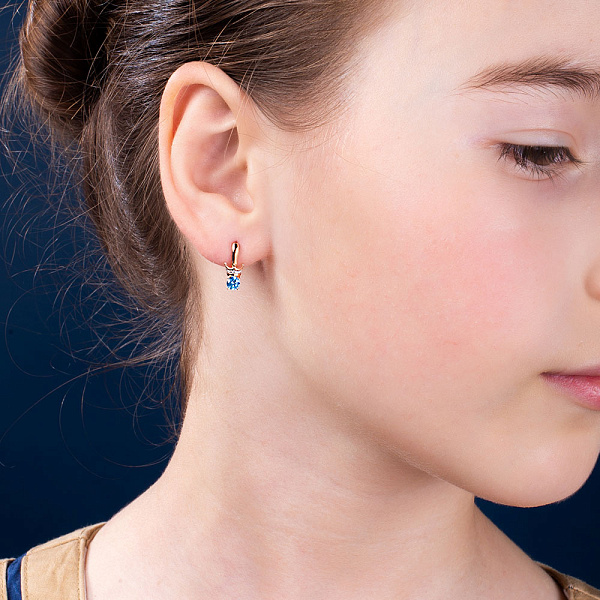 Сережки дитячі з червоного золота з фіанітами (арт. 110817г) – зображення 3