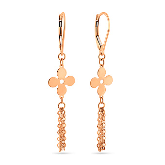 Фото Серьги из красного золота с подвесками (арт. 1091208)