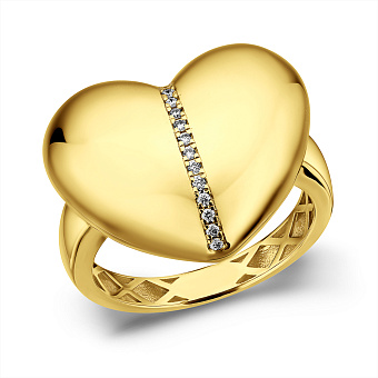 Золота каблучка Francelli Серце з діамантами (арт. К141382005ж)