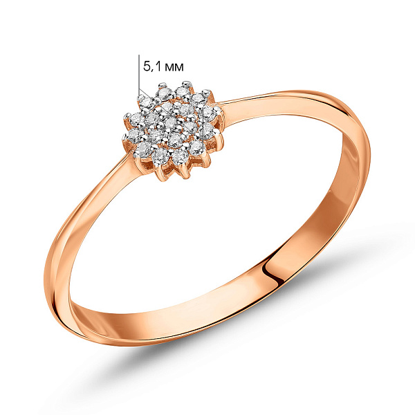 Каблучка з червоного золота з діамантами (арт. 1110123201) – зображення 5
