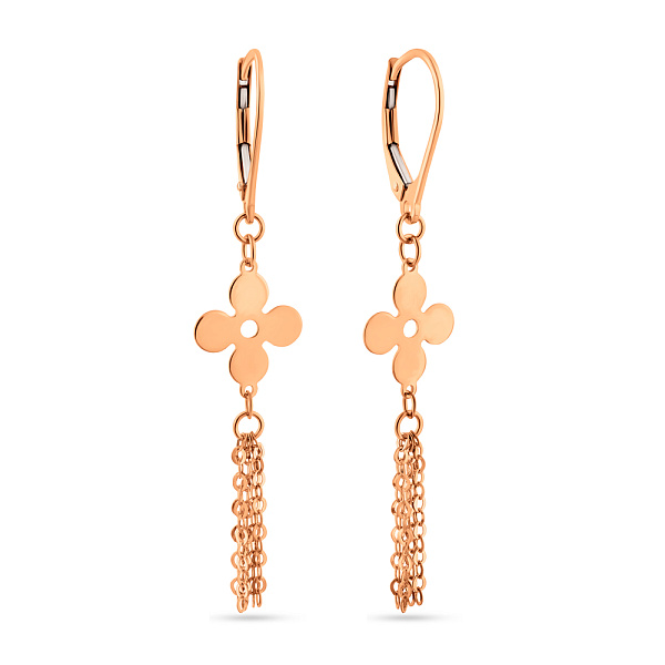 Сережки з червоного золота з підвісками (арт. 1091208) – зображення 1