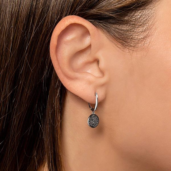 Золоті сережки з чорними діамантами (арт. 2104995202ч) – зображення 3