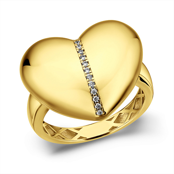 Золота каблучка Francelli Серце з діамантами (арт. К141382005ж) – зображення 1