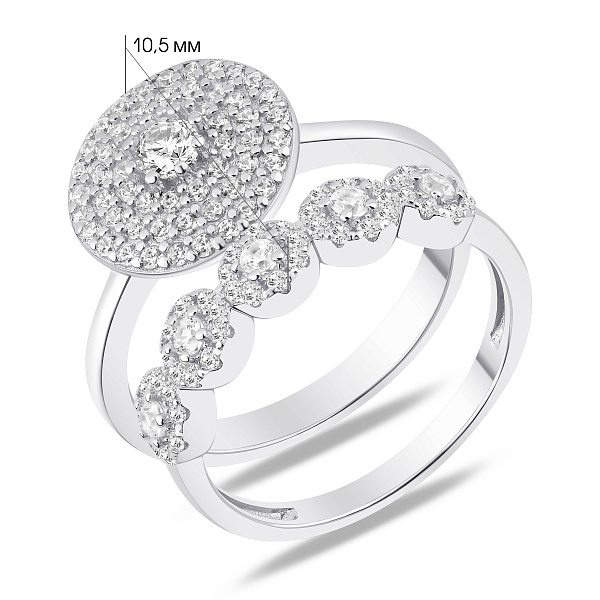 Серебряное двойное кольцо с фианитами (арт. 7501/8610) – изображение 2
