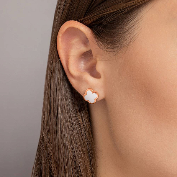 Золотые серьги пусеты с эмалью (арт. 120849Деб) – изображение 2