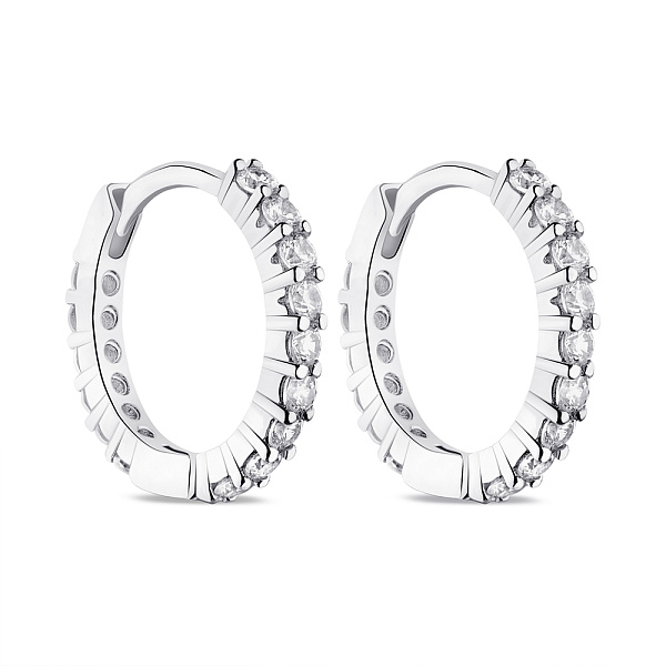 Серебряные серьги-кольца с фианитами (арт. 7502/9078/15) – изображение 1