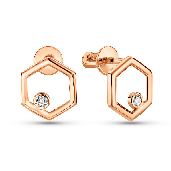 Сережки-пусети з золота з діамантами (арт. Т011370005) – зображення 1