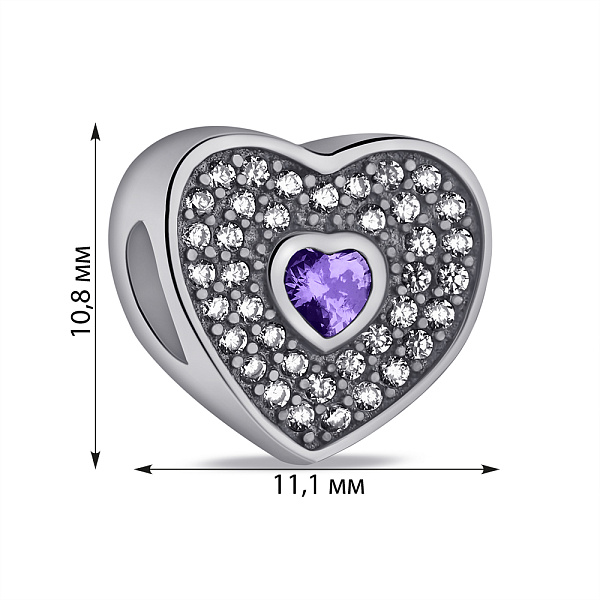 Серебряный шарм Сердечко (арт. 7903/П5ФА/7008) – изображение 2