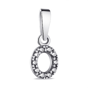 Серебряный подвес Буква О с фианитами (арт. 7503/1094пю)