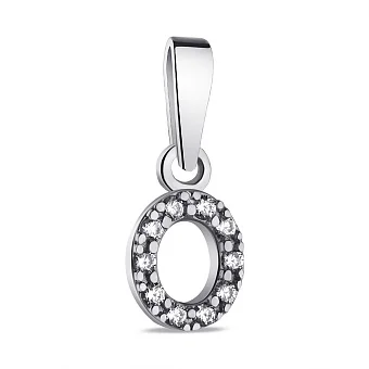 Серебряный подвес Буква О с фианитами (арт. 7503/1094пю)