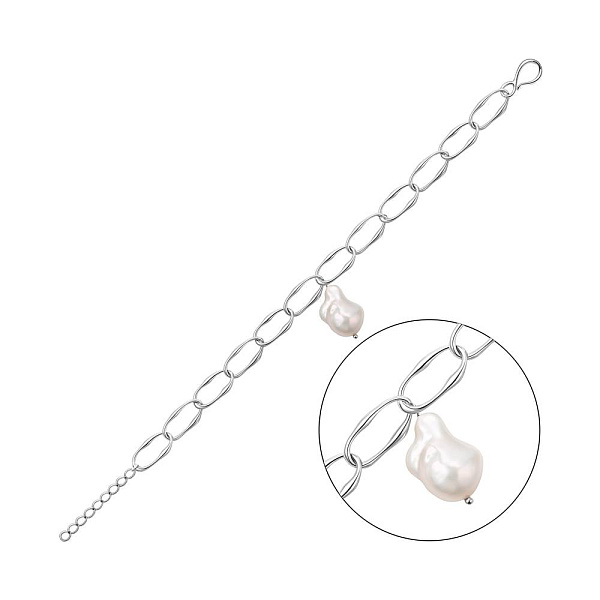 Срібний браслет з перлиною (арт. 7509/2185062жб) – зображення 1