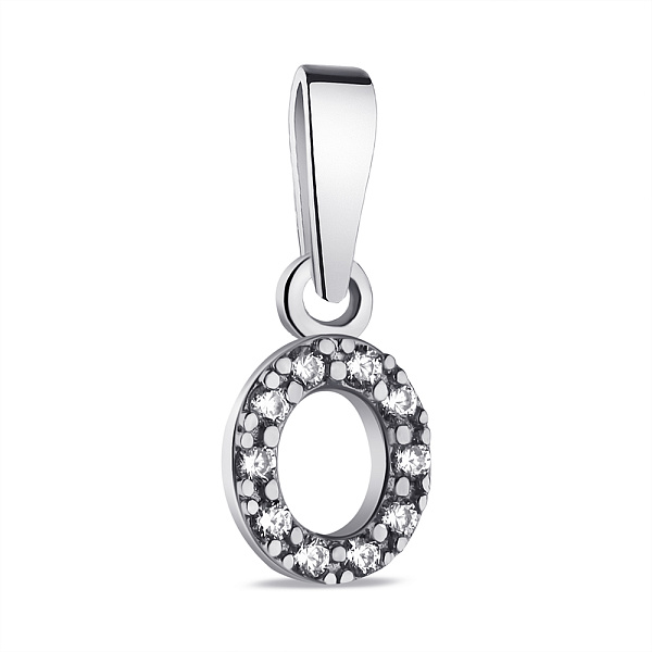 Серебряный подвес Буква О с фианитами (арт. 7503/1094пю) – изображение 1