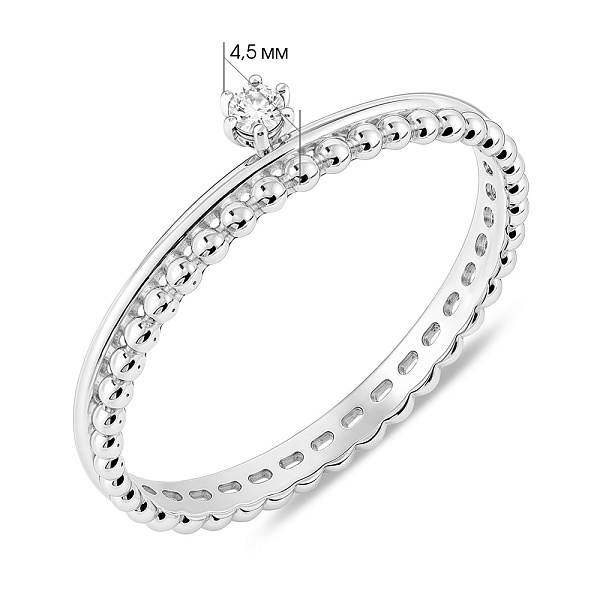 Кольцо из белого золота с одним бриллиантом (арт. К011387б) – изображение 4