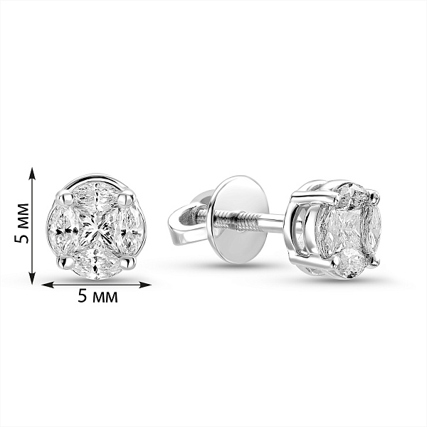 Пусети з білого золота з діамантами (арт. Т011303040б) – зображення 4