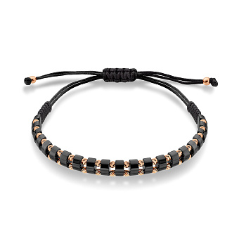 Фото Браслет з шовкової нитки з золотими вставками і гематитом (арт. 326892гмтуа)