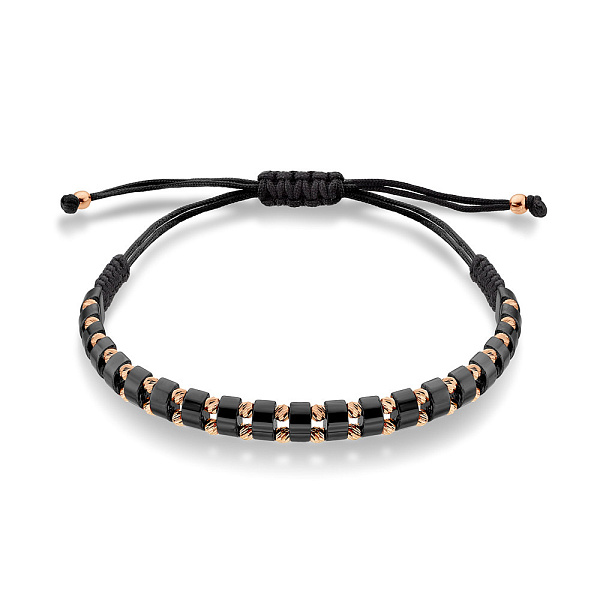 Браслет з шовкової нитки з золотими вставками і гематитом (арт. 326892гмтуа) – зображення 1