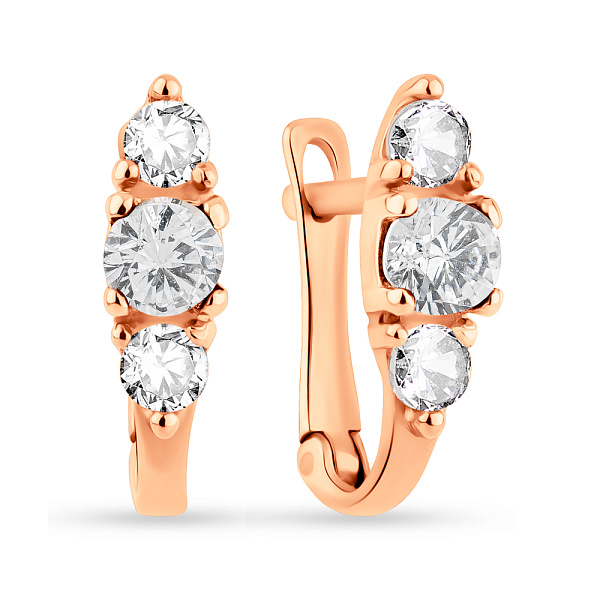 Детские серьги из красного золота с фианитами (арт. 101409) – изображение 1