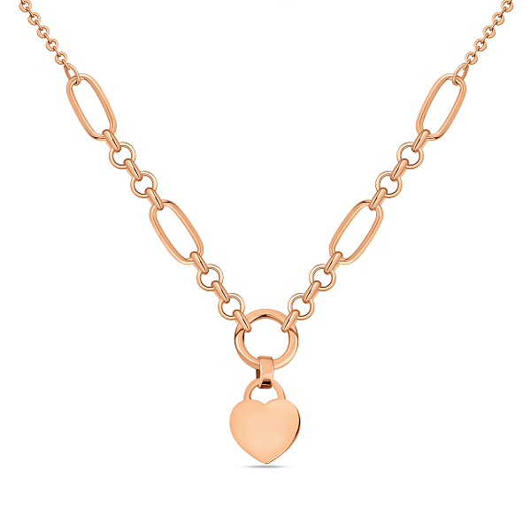 Широкое золотое колье Сердце с одним фианитом (арт. 353023) – изображение 4