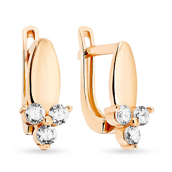 Фото Серьги из красного золота с белыми фианитами для детей  (арт. 106699)