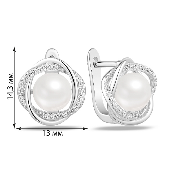 Серебряные серьги с жемчугом (арт. 7502/10446жб) – изображение 2