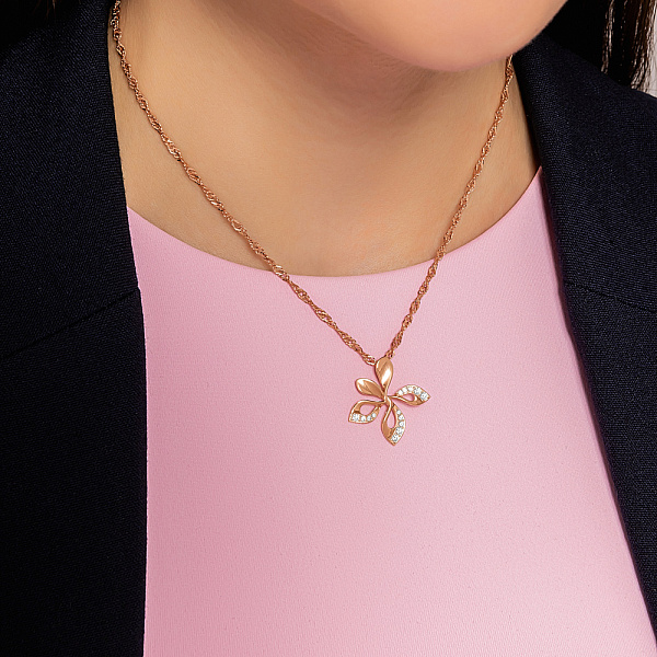 Кулон Цветок из красного золота с фианитами (арт. 3111804101) – изображение 2