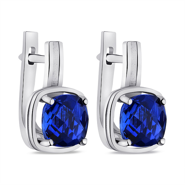 Серебряные серьги с синим кварцем  (арт. 7502/2294Пкс) – изображение 1