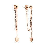 Серьги Fly из красного золота с подвесками Трезубец (арт. 109897)