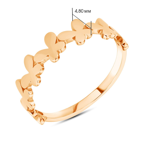 Каблучка "Метелики" з червоного золота (арт. 154998) – зображення 2