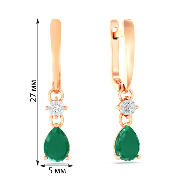 Серьги из красного золота с изумрудом и бриллиантами (арт. С011753и) – изображение 2