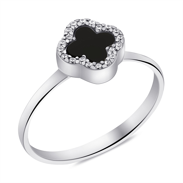 Серебряное кольцо с ониксом и фианитами (арт. 7501/653/6окп) – изображение 1