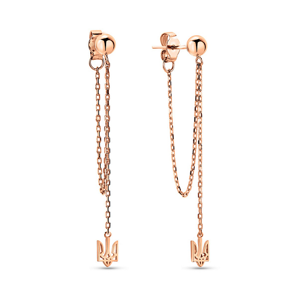 Серьги Fly из красного золота с подвесками Трезубец (арт. 109897) – изображение 1