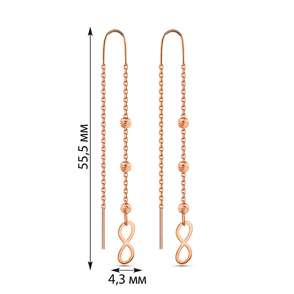 Золоті сережки-протяжки Безкінечність (арт. 1091200) – зображення 3