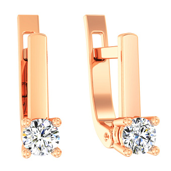 Сережки з фіанітами з червоного золота (арт. 110673)