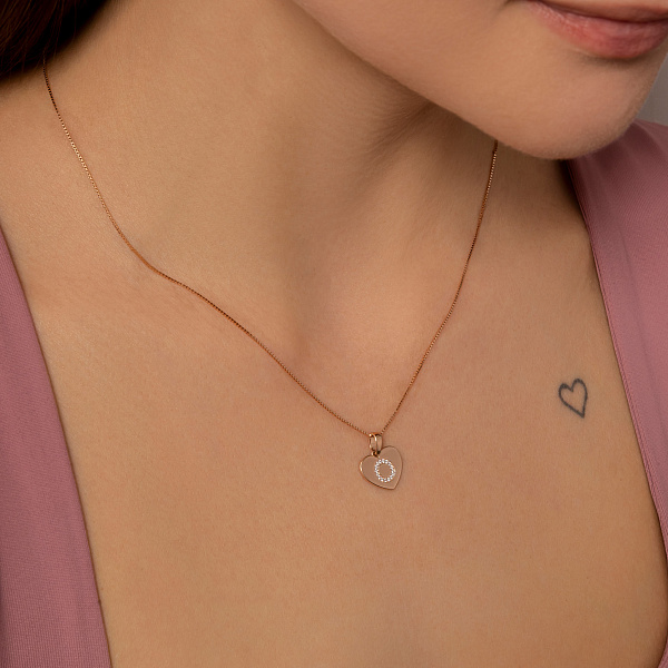 Золотая подвеска Буква О с фианитами (арт. 440983) – изображение 3