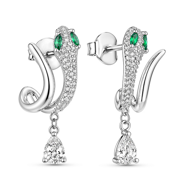 Серебряные пусеты Змея с альпинитами (арт. 7518/7463аз) – изображение 1