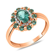 Кольцо золотое с зеленым кварцем и фианитами (арт. 141108Пз)