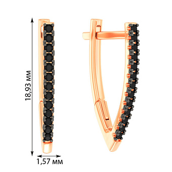 Фото Серьги из красного золота с черными бриллиантами (арт. С011191015ч)