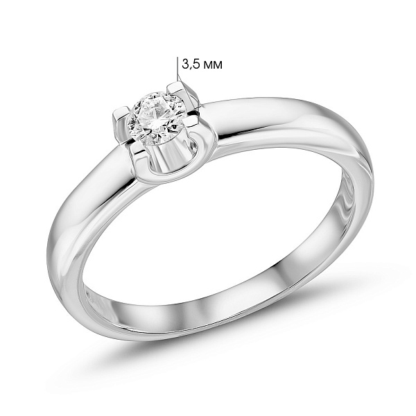 Золотое кольцо с бриллиантом (арт. К341386015б) – изображение 2