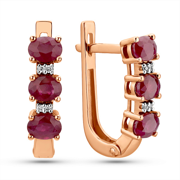 Серьги из золота с бриллиантами и рубином (арт. С011106р) – изображение 1
