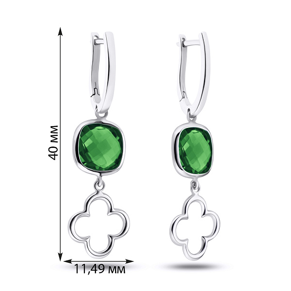 Сережки-подвески из белого золота с кварцем (арт. 106464бПкз) – изображение 4