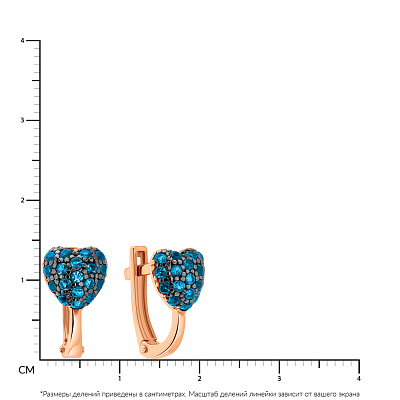 Детские золотые серьги «Сердечки» с голубыми фианитами (арт. 110262г)
