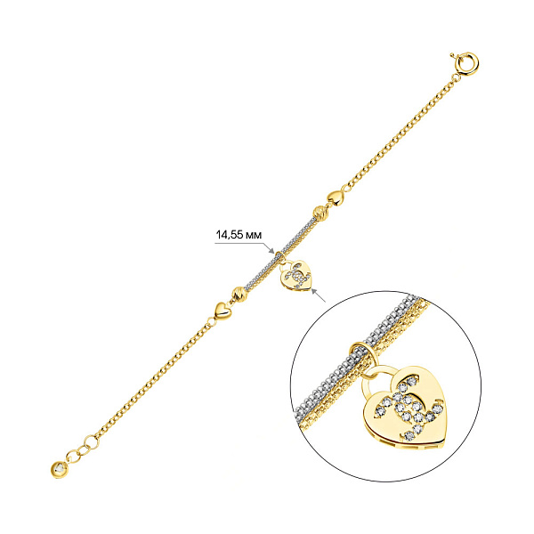 Браслет из желтого и белого золота с подвеской (арт. 325476жбП1) – изображение 2