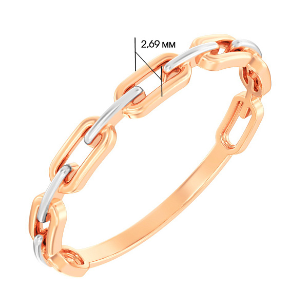 Золотое кольцо-цепь "Звенья" (арт. 140792) – изображение 4