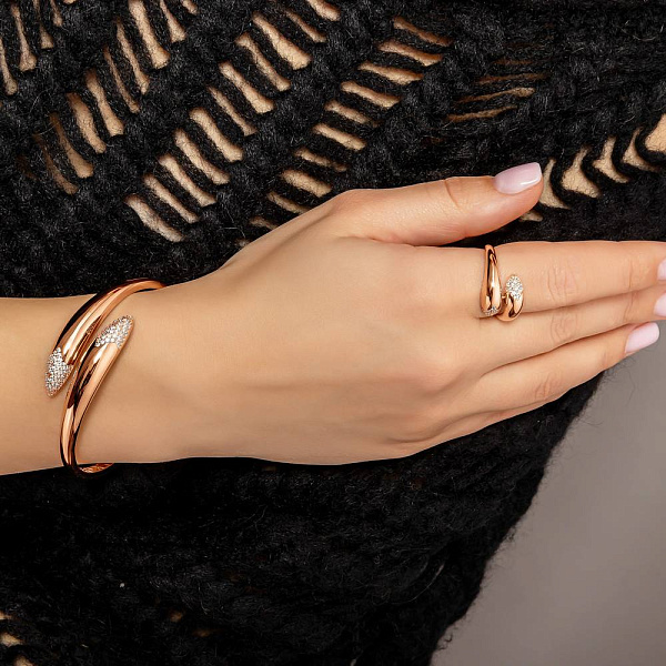 Кольцо из красного золота с фианитами (арт. 156625) – изображение 3