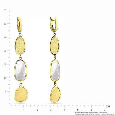 Золоті сережки-підвіски Diva з перламутром (арт. 107593жп)